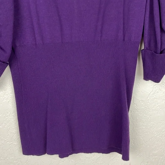 Derek Heart ❤️ eggplant purple cowl neck puffed sleeves top - Picture 3 of 8